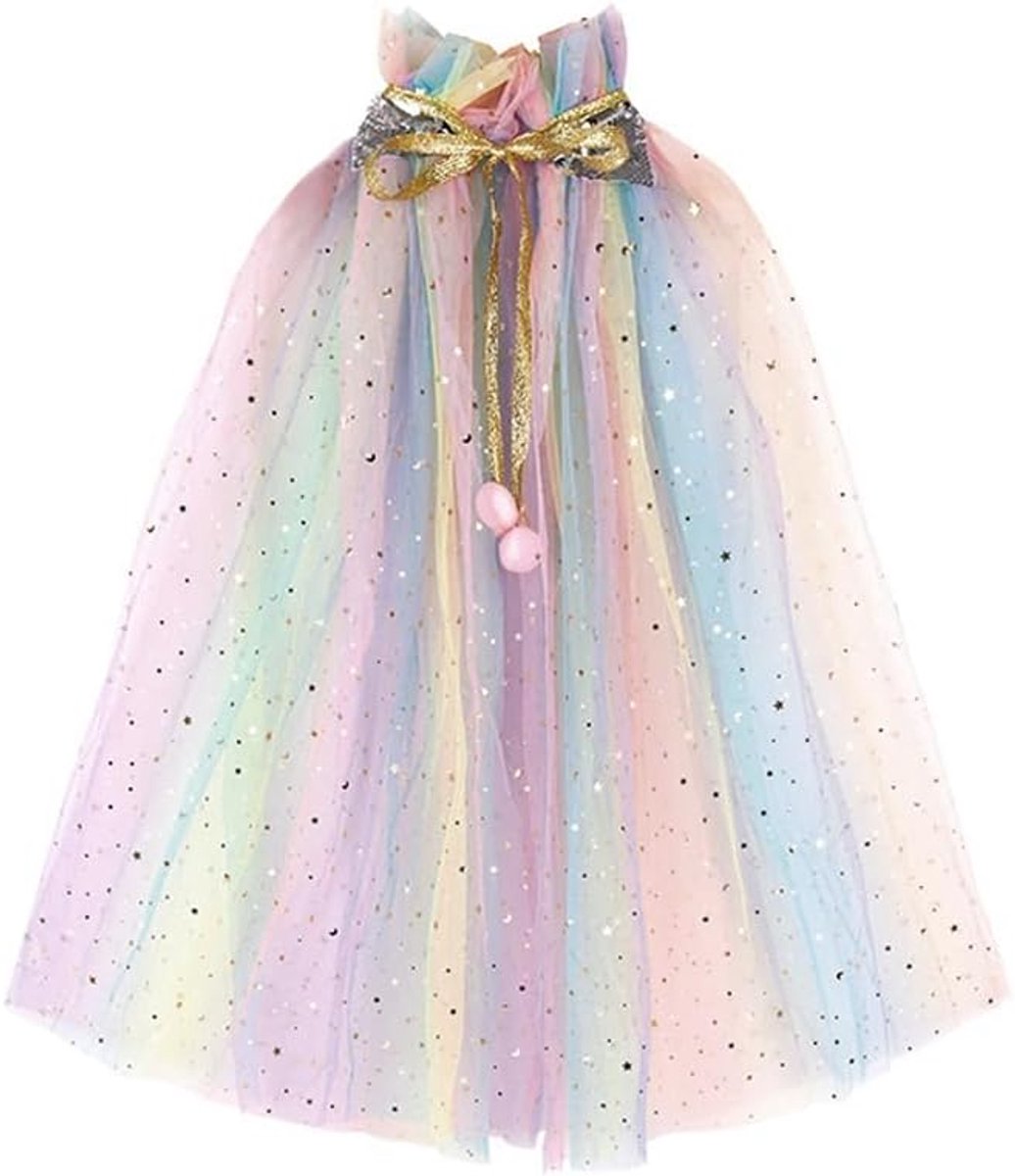 Kleurrijke prinsessencape - sprankelende pailletten, tule mantel voor meisjes, carnaval, verjaardagsfeest, cosplay