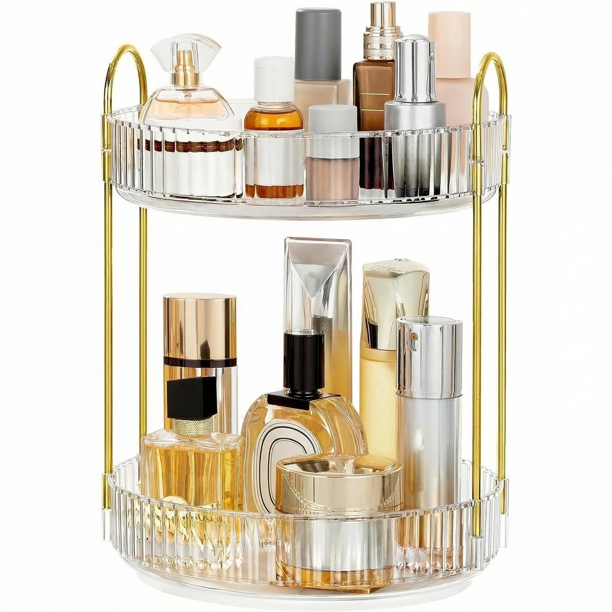 SnelShoppen - Draaibare Make-up Organizer - Rond - Transparant - 2 Lagen - Make-uptafel Organizer - Badkamer Organizer - Parfumrek - Beauty-organizer