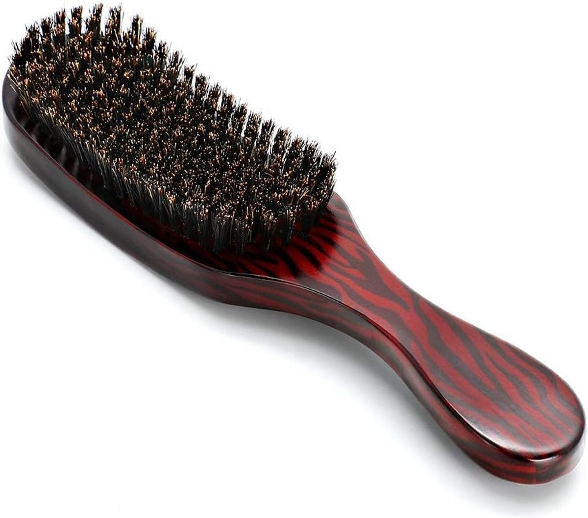 haarborstel, Curve Wave Brush, 100% varkenshaar golfborstel voor gezichtshaar verzorging grof haar golvers lang dik droog of beschadigd haar (bruin)