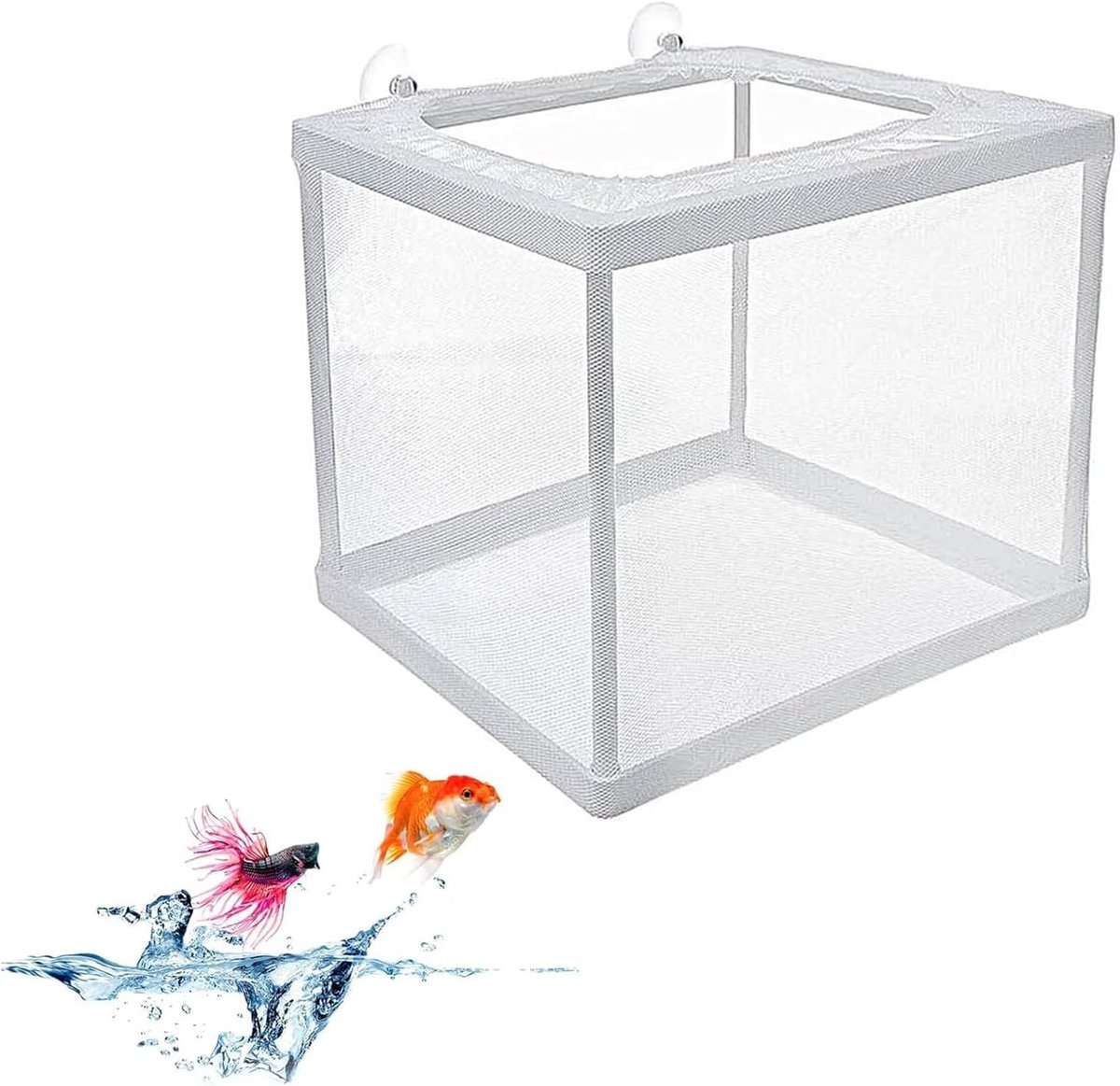 Aquarium Vissen Broedkast,Kweekbakken Voor Aquarium Met Zuignap,Aquarium Scheidingsnet Fokker Vissen,Aquarium Isolatie Ultrafijn Net,Kuitbroederij Incubator Met Zuignappen,Voor Vissen Garnalen,Kiuiom