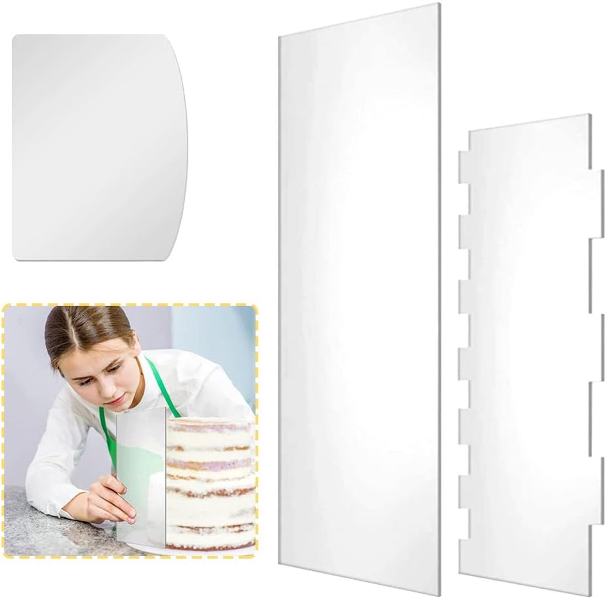 3 stuks acryl taartschraper set grote taartdecoratie kam taartrand gladdere strepen schraper glazuur glazuur botercrème gladdere schraper voor mousse boter crème taart decoratie, 30/24/10cm