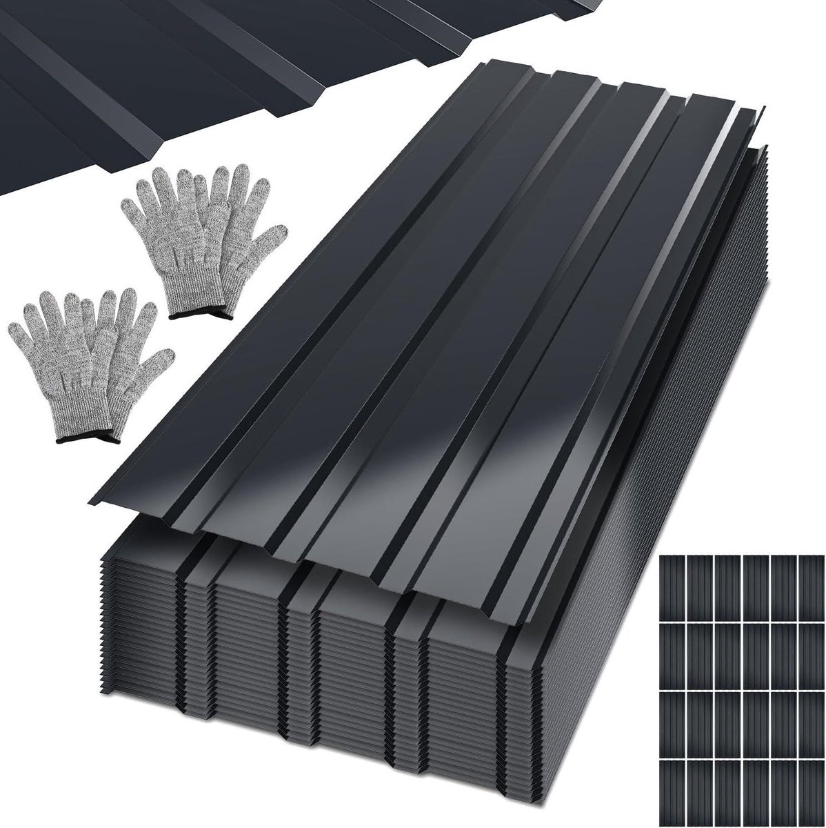 Dakplaten Trapeziumplaat - Golfplaten Staal - Dakbedekking Buiten - Verzinkte Staalplaat - 115 x 45 cm - Antraciet