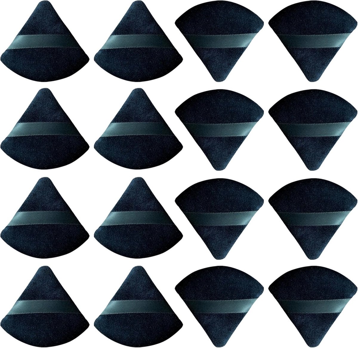 16 stuks poederdons driehoekig zwart triangle poeder puff voor gezichtspoeder setting poeder zachte makeup spons make up spons set schmink spons