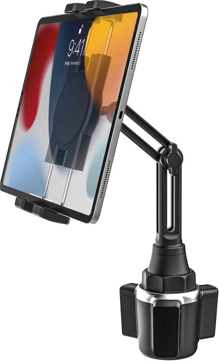Bekerhouder Tablet Houder, woleyi Vrachtwagen Auto Beker Telefoon Tablethouder met Verstelbare Arm 360° Rotatie voor iPad Pro 12.9 10.5 9.7 Air Mini, Galaxy Tab, Lenovo, iPhone, 4-13"