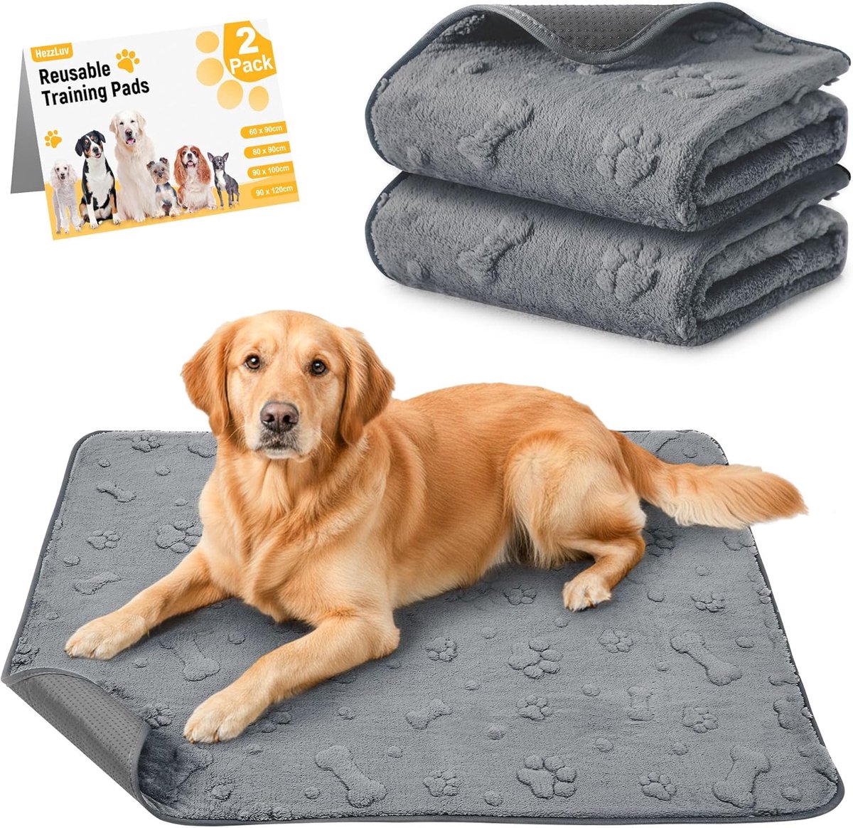 Puppy mat set van 2 - herbruikbare super absorberende PIPI matten - waterdicht en antislip - ShopVlot