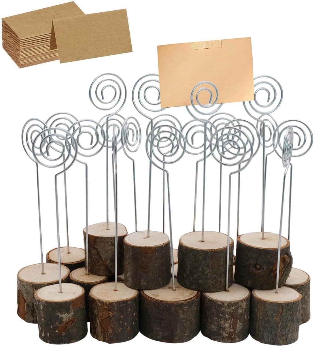 20 Stks Rustieke Houten Plaats Kaart Houders, Echte Houten Plaats Kaart Houders, Houten Tafel Nummer Houder Stand voor Familiefeest, Bruiloft Of Verjaardag