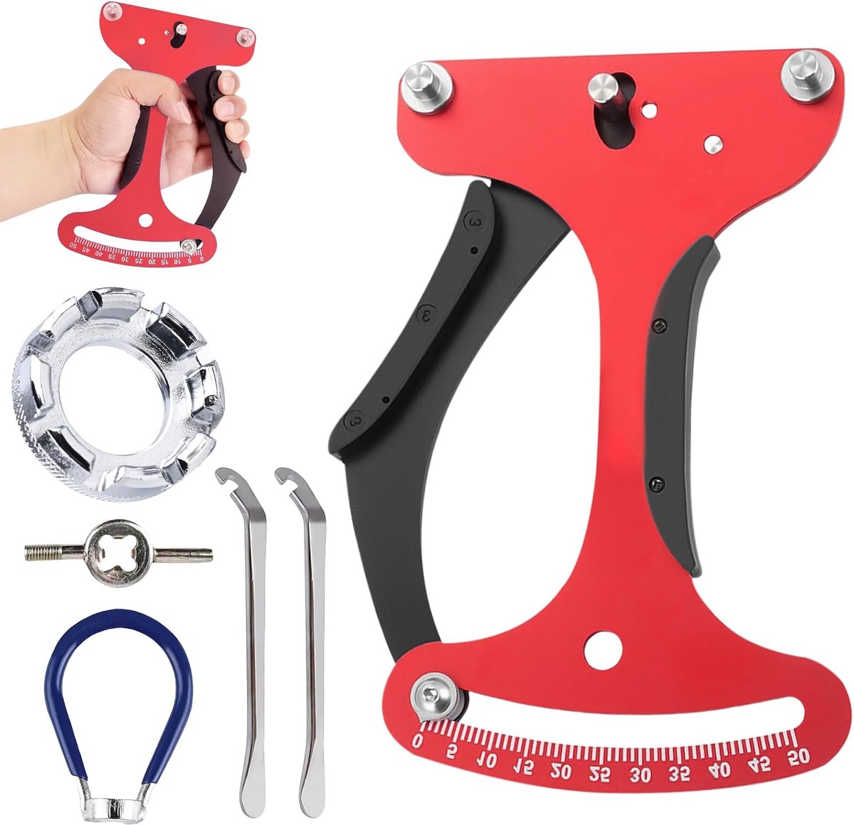 tensiemeter, kalibratiegereedschap: spaakspanningsmeter met 5 accessoires, meetinstrument voor fietsspaken, spanningsmeter, fietsreparatiegereedschap