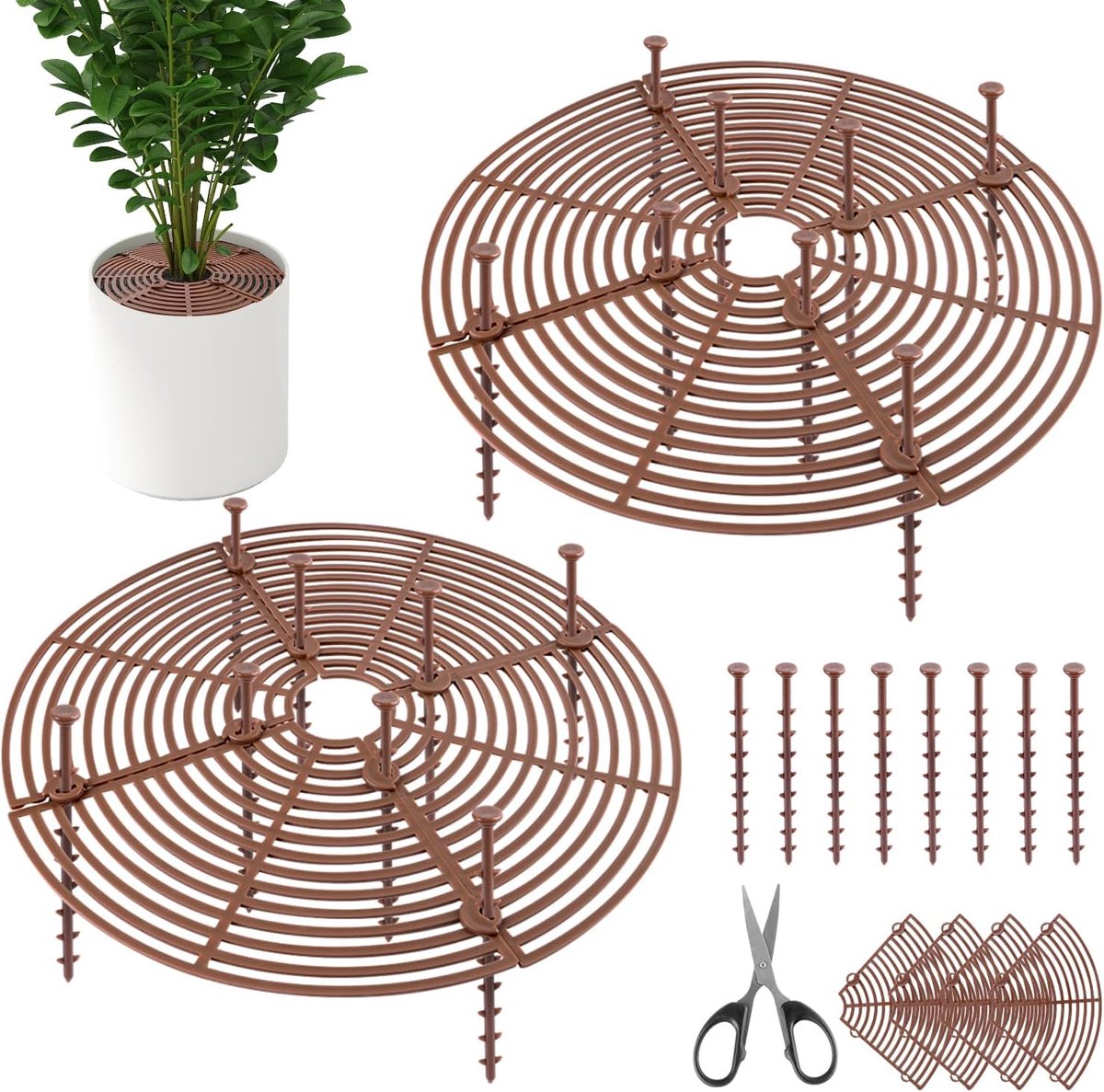 afdekking, 30 cm, 2 stuks, plantenbescherming, kat, milieuvriendelijk plantenbeschermingsrooster, niet giftig, voor kinderen en huisdieren, bescherming van planten thuis tegen omvallen