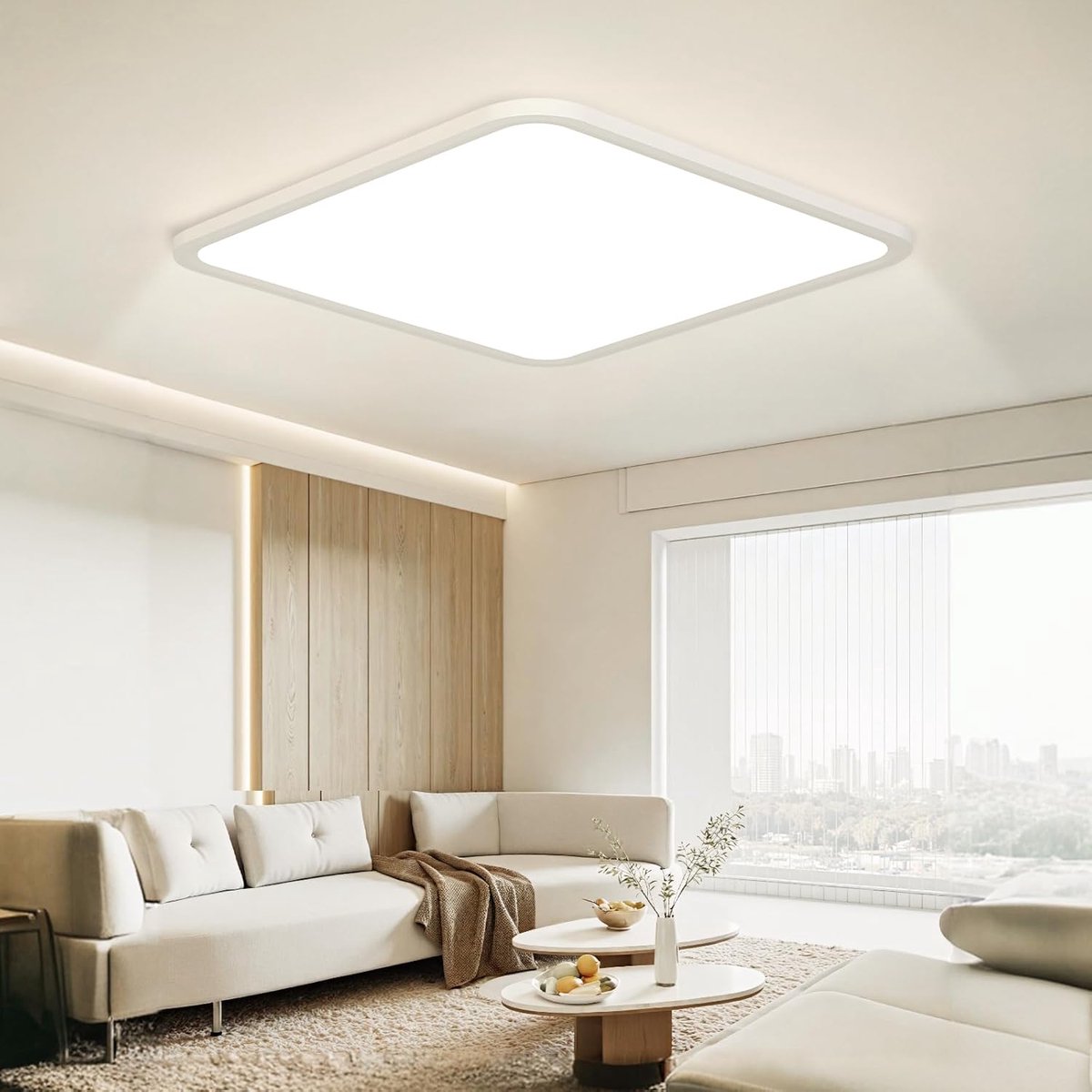 SnelShoppen - Kuwork Led-plafondlamp 40 cm - 48 W Vierkant Modern - 4000 K - 4800 lm - Waterdicht IP44 - Perfect voor Slaapkamer, Badkamer, Woonkamer,