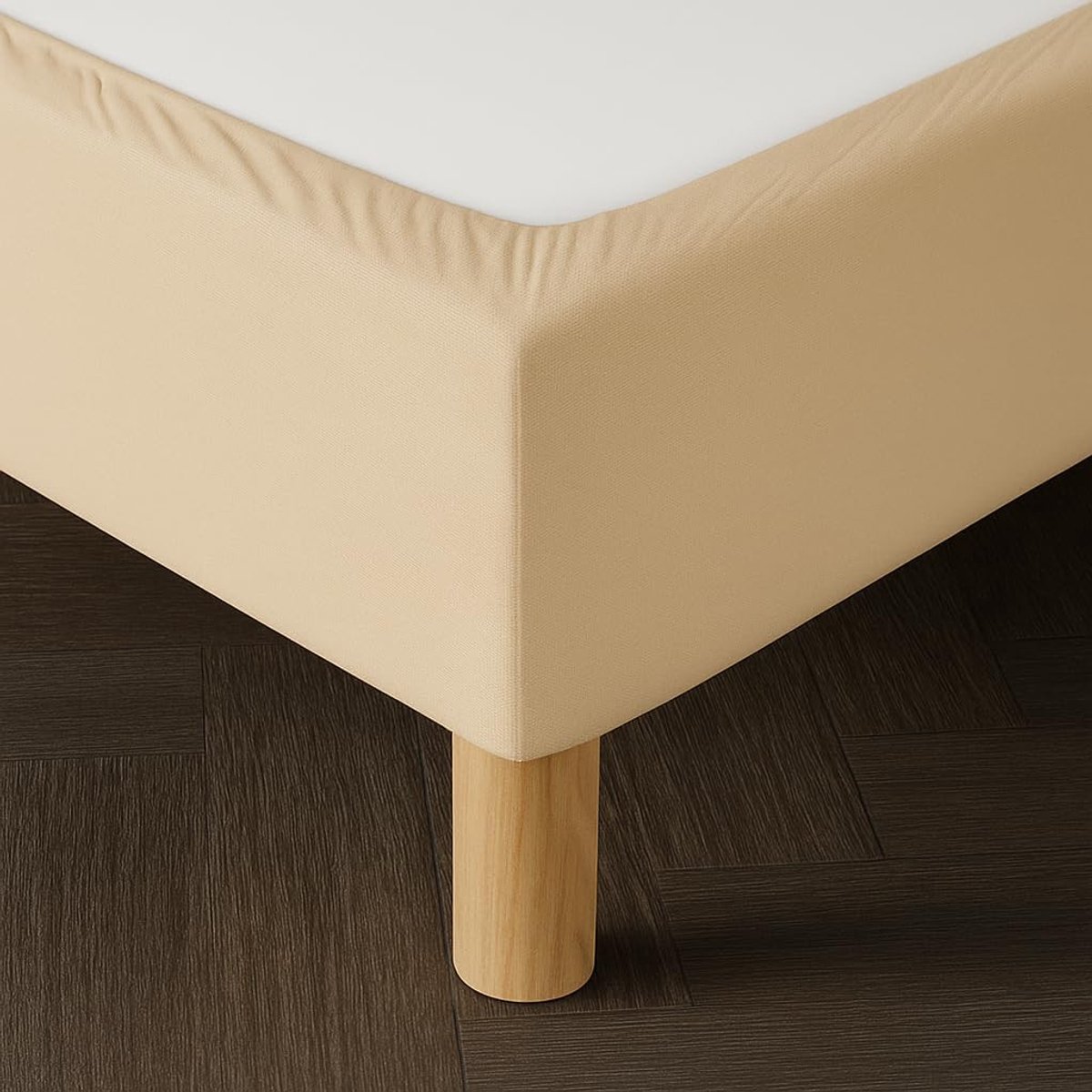 160x200 Beige – Zachte en Rekbare Stof – Strakke Afwerking – Eenvoudig te Installeren
