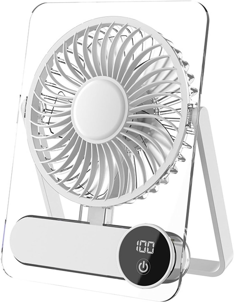 Oplaadbare Tafelventilator met 5 bladen, circulatieventilator, draagbare kleine ventilator voor studenten en kantoor in de zomer （Wit）