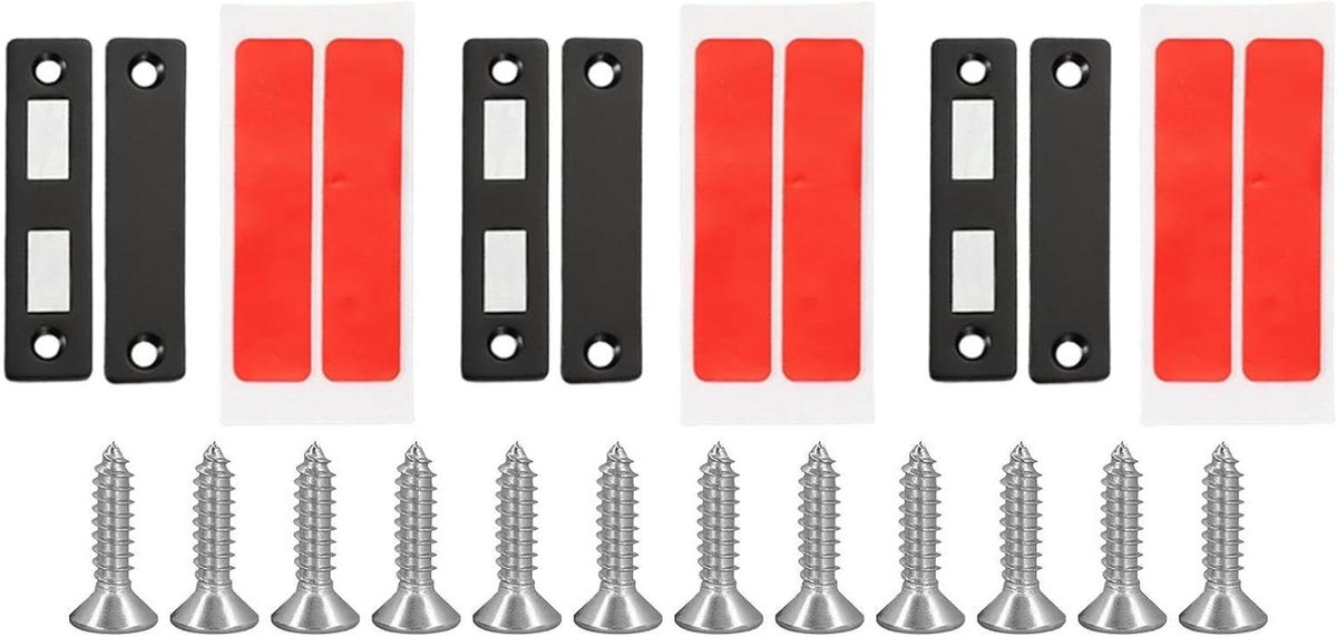 Magnetische Kastsluiting - Deurvanger Deurklem - Kasten Beveiligen - Dubbel Magneetmechanisme - 3 sets - Metaal