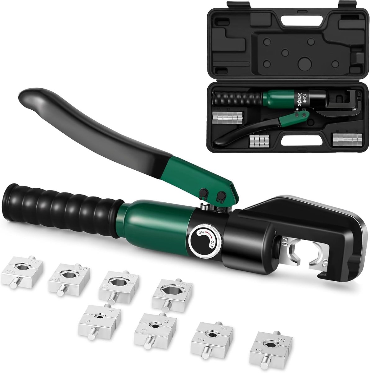 kabelschoen krimper 6-70 mm², elektrische terminal kabel draad gereedschapsset met 8 matrijzen (4-70 mm² krimpgereedschap) (YQK70 (4-70 mm² krimpgereedschap))
