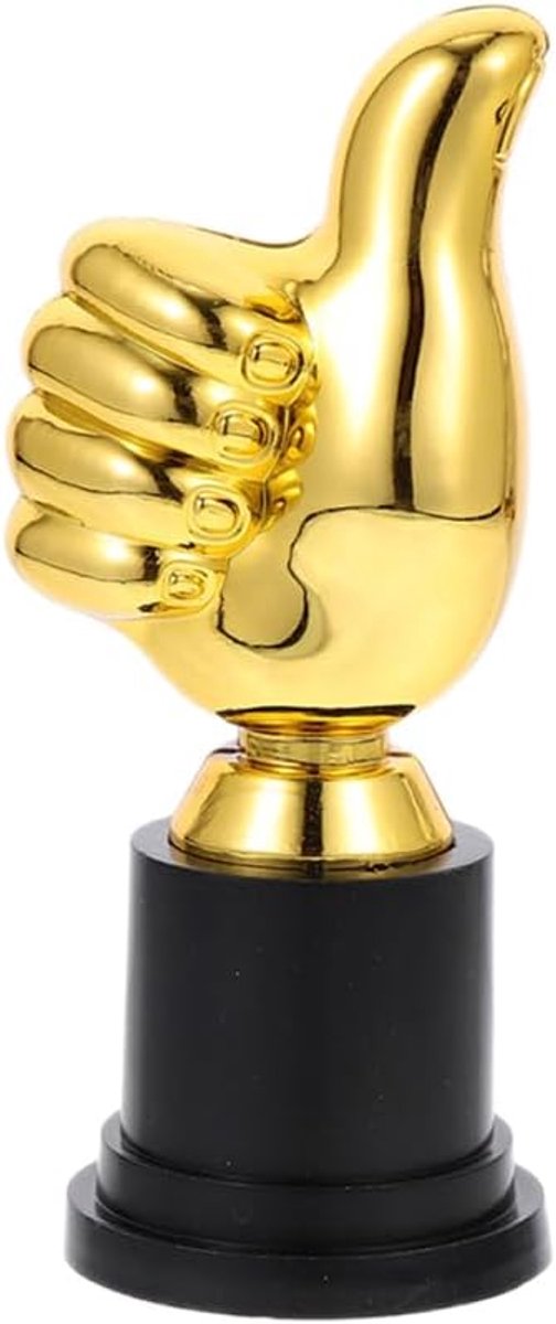 Duim hoog trofee vinger trofee hand trofee trofee beker onderscheiding vinger gebaar bureau standbeelden sculptuur voor prijsuitreiking party prijs sport winnaar goud