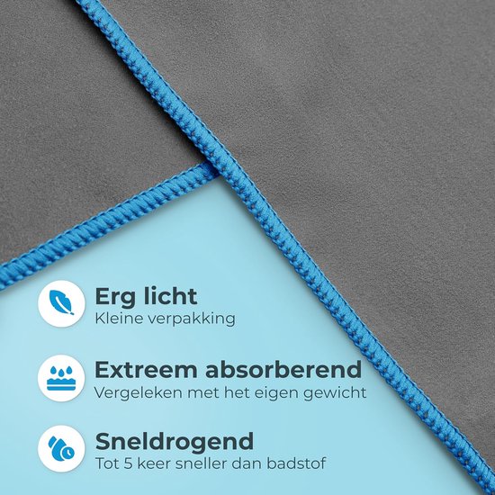 Microvezel Handdoeken - Reishanddoeken Sporthandoeken - Licht Reizen - Super Absorberend Sneldrogend - Set XL+S - Grijs Blauwe — afbeelding 2