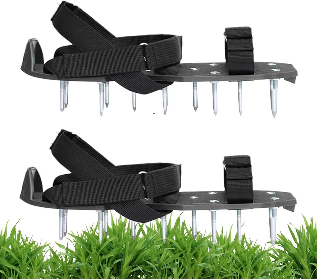 Gazonschoenen met Spikes - Ventilatiesandalen Tuin - Gazon Onderhoud - Verstelbare Riemen - 30 x 13 cm - Zwart
