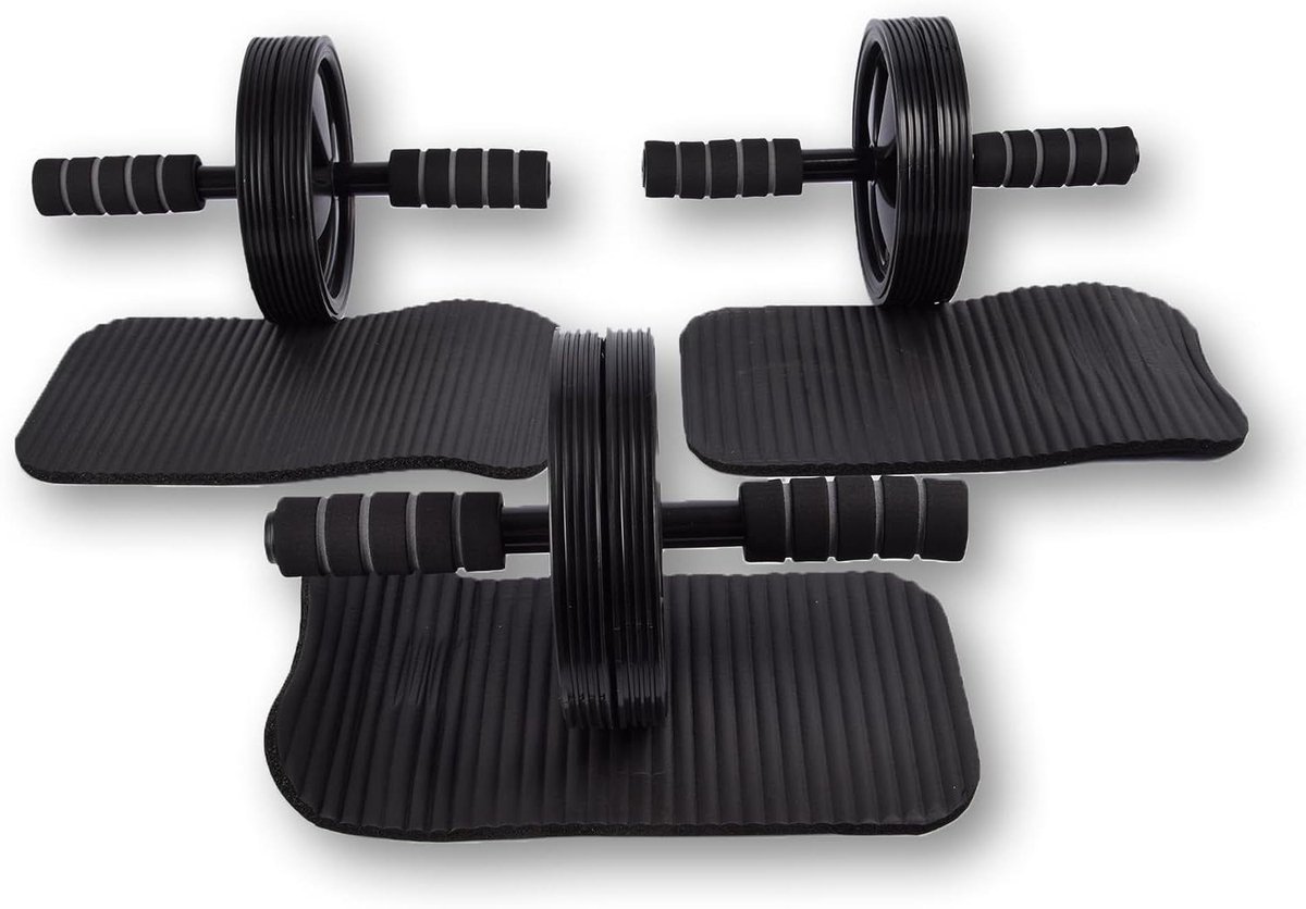 Abdominale Roller Set - Buikspier Trainer - Core Training - Met Antislip Wielen - 3 Stuks - Zwart
