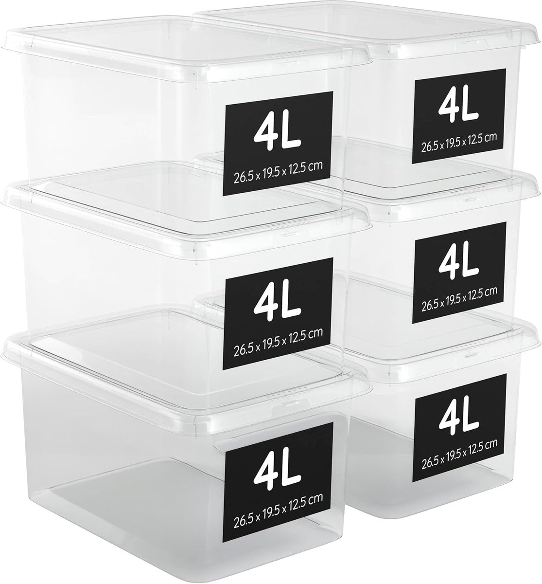SnelShoppen - Stapelbare Transparante Opbergdozen met Deksel - 4L BPA Vrije Plastic Opbergboxen voor Huis, Kantoor en Tuin - Impactbestendig & Makkeli
