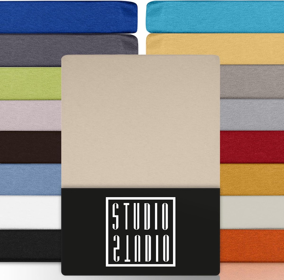 SnelShoppen - Premium jersey hoeslaken 180 x 200 cm, 180 x 220 cm, 200 x 200 cm & 200 x 220 cm, crème, 97% katoen, Öko-Tex gecertificeerd, strijkvrij