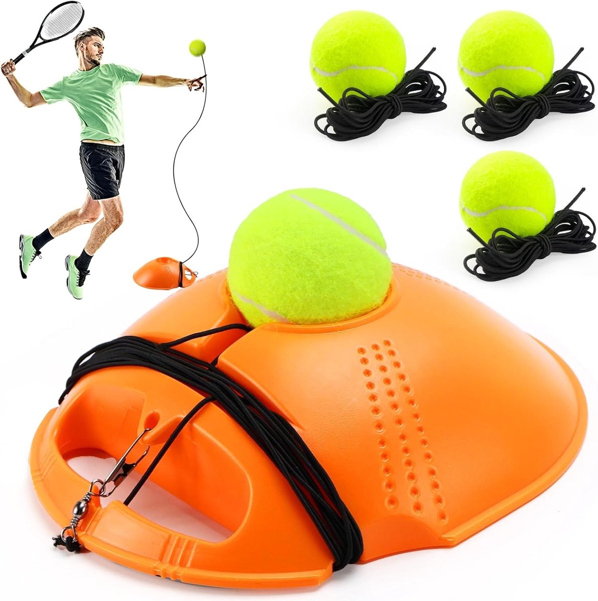 Tennis Trainer Set met 3 Terugkaatballen voor Zelfstudie, Geschikt voor Volwassenen en Kinderen, Ideaal voor Beginners en Spelers
