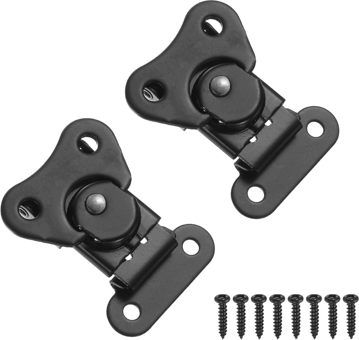 2.9x1.5" Veerbelaste vlinder twist vergrendeling, 2 stuks stalen twist vergrendeling & Keeper Toggle Butterfly Draw Latch voor Case Box Borstsluiting, Zwart
