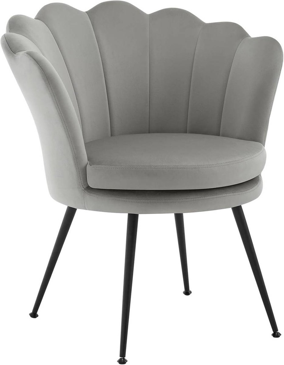 SureDeal® - Fauteuil - Bloemvormige - Relaxfauteuil - Fluwelen bekleding - Metalen poten - 68x62x75 cm - Wit
