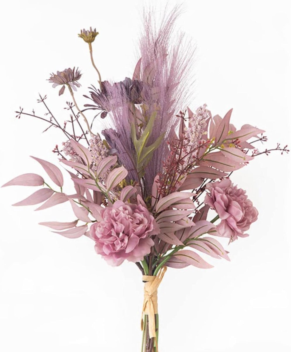 kunstplanten, bloemendecoratie, zijden bloemen, kunstboeket, kunstbloemstuk, tafeldecoratie, voor bruiloft, woondecoratie, paars