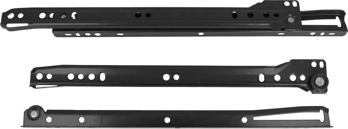 Ladegeleiders met wielen - Rails voor meubellades, commodes of kledingkasten - Staal - Zwart - Draagvermogen: 18 kg/paar - Afmetingen: 250 mm