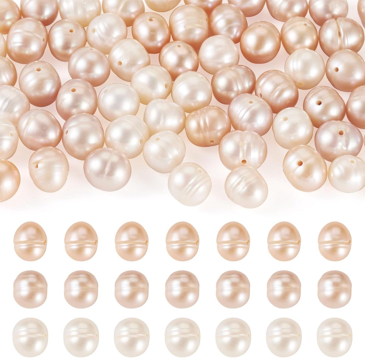 60 Stuks Natuurlijke Gekweekte Zoetwaterparel Kralen 3 Stijlen Aardappel Vorm Sieradenparel Kralen Zoetwater voor DIY Armband Halsketting Oorbel Sieraden Maken