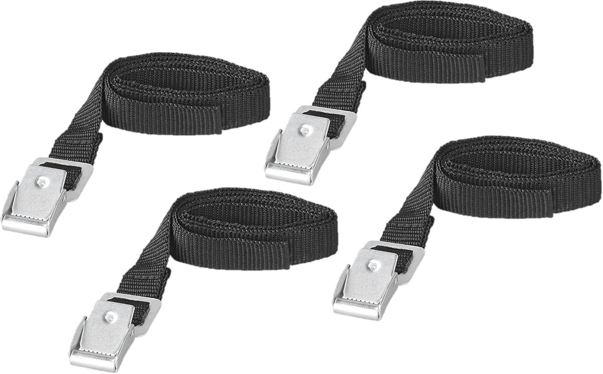 Spannriemen met metalen gesp 18mm x 75cm – set van 4 | Veelzijdige sjorbanden van hoogwaardig polyester | Voor outdoor, camping, fietsen, motor en transport
