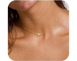 Kruisketting voor vrouwen en meisjes, 14K goud of witgoud vergulde kruis-halsketting, goud- of zilverkleurig kruis, vergulde sieraadgeschenken voor vrouwen en meisjes