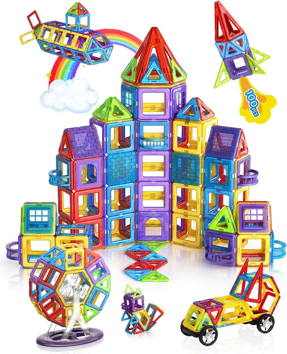 Magnetische Bouwstenen, Magneet Blokken Set Magneet Speelgoed voor kinderen Magneten Speelgoed Blokken Bouwspeelgoed Set Kids Games Speelgoed voor 3 4 5 6 7 Jaar Oude Jongens Meisjes
