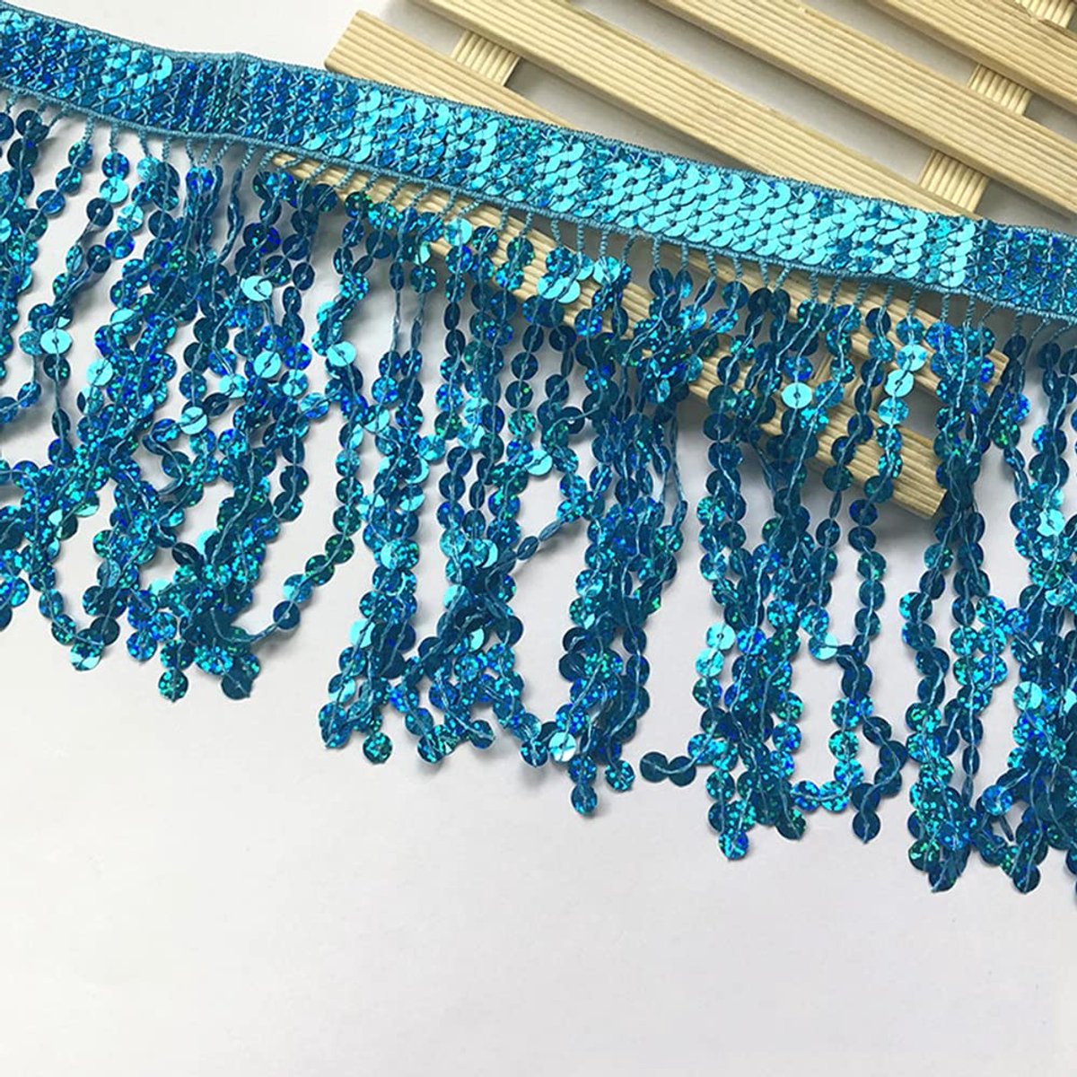 Franjes kwast franje rand franje decoratief lint dansfranjes naai-accessoires voor doe-het-zelf knutselen, kleding, kostuums, naaien, decoratie, blauw