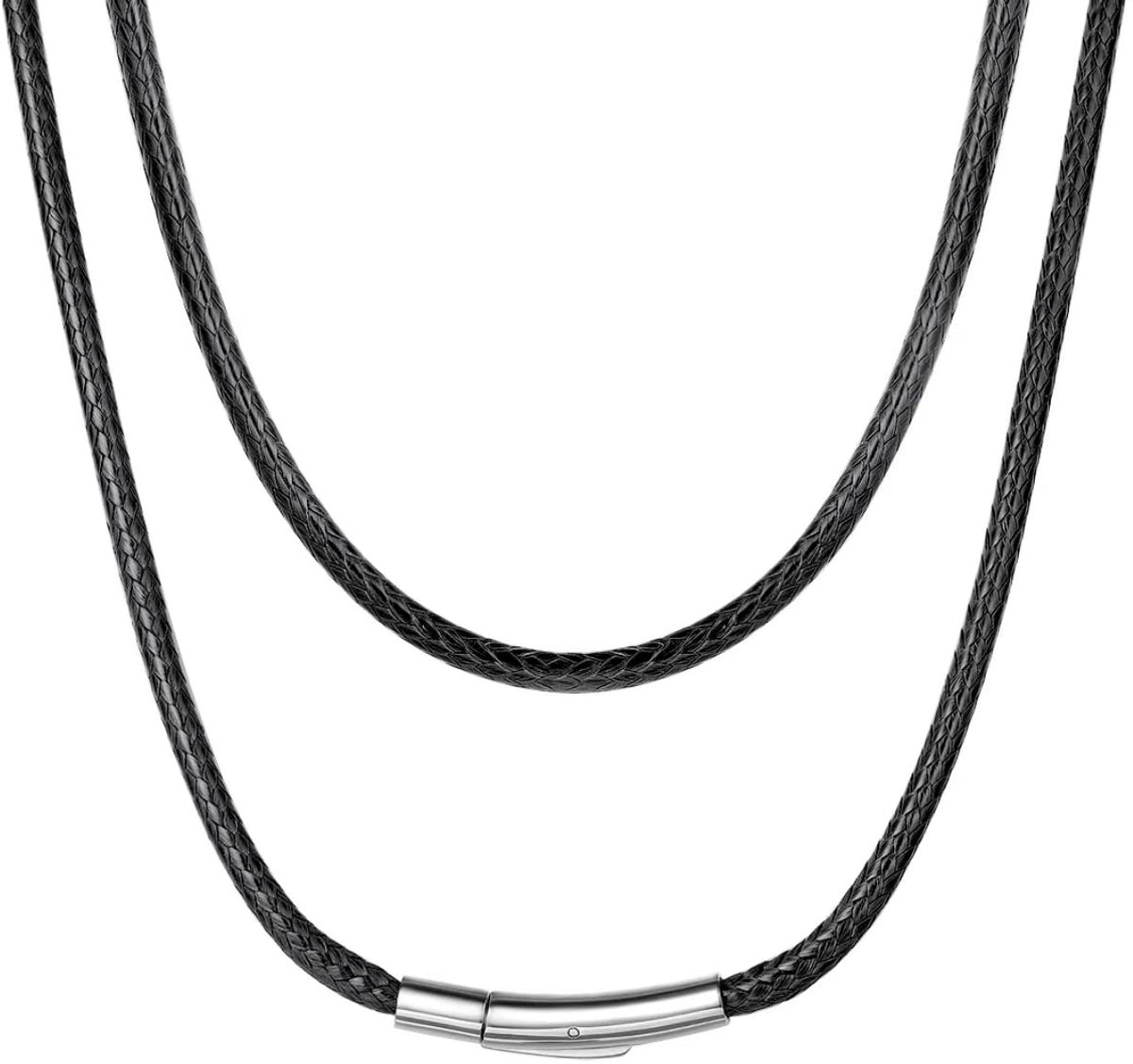 Leren ketting, modieus, waterdicht, roestvrij staal, kunstleer, herenketting, damesketting, zwart/bruin/roze/rood/wit, halsketting met naar keuze lengte (41/46/51/56/61/66/71/76 cm