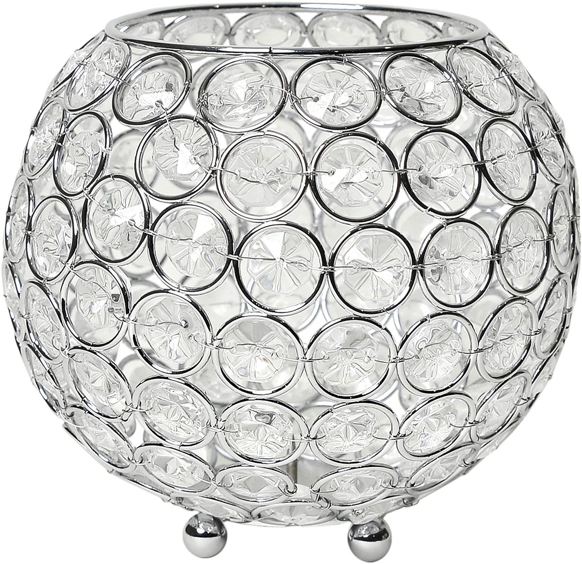 Designs Elipse HG1007-CHR Circulaire Kristallen Kandelaar Bloemenvaas Bruiloft Tafelstuk 14 cm Verchroomd