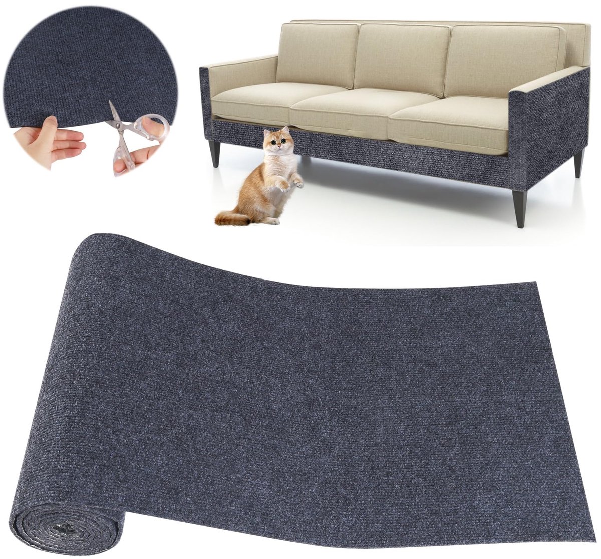 zelfklevend, krasbescherming voor bank en kat: doe-het-zelf krabplank, kat, krabtapijt, kattenwand, anti-kras-tape voor kattenstandaard, kattenbomen, kattenmeubels en bankbescherming