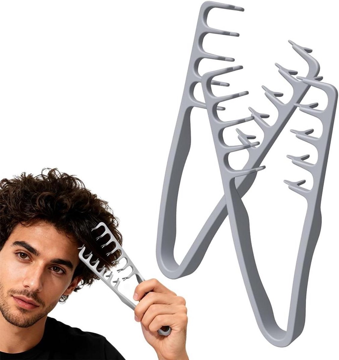 Herentextuur Kam - Volume Tool - Haar Stylen - Ergonomisch Ontwerp - 2 Stuks - Grijs