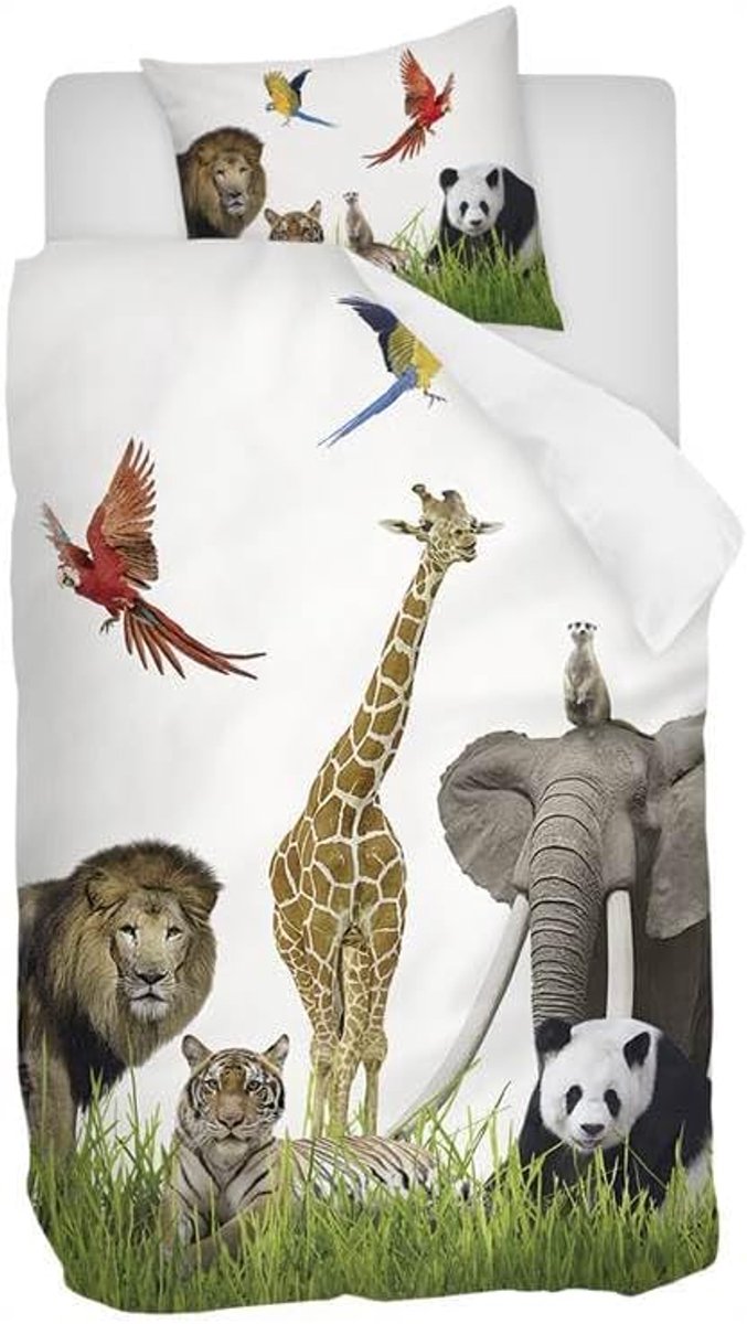 Dekbedovertrek - Eenpersoons - 140x200/220 cm + 1 kussensloop 60x70 cm - Multi kleur