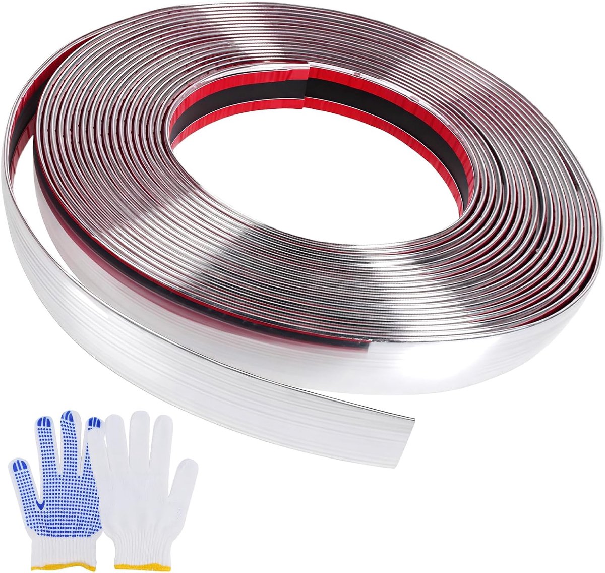 Decoratieve Sierstrip, 5 m X 30 mm Chroom Zelfklevend, Zilver | Veelzijdige Sierlijsten, Muur Sierlijsten met Beschermfolie, Waterdicht Bumperlijsten Chroom voor Deur, Meubels, Auto