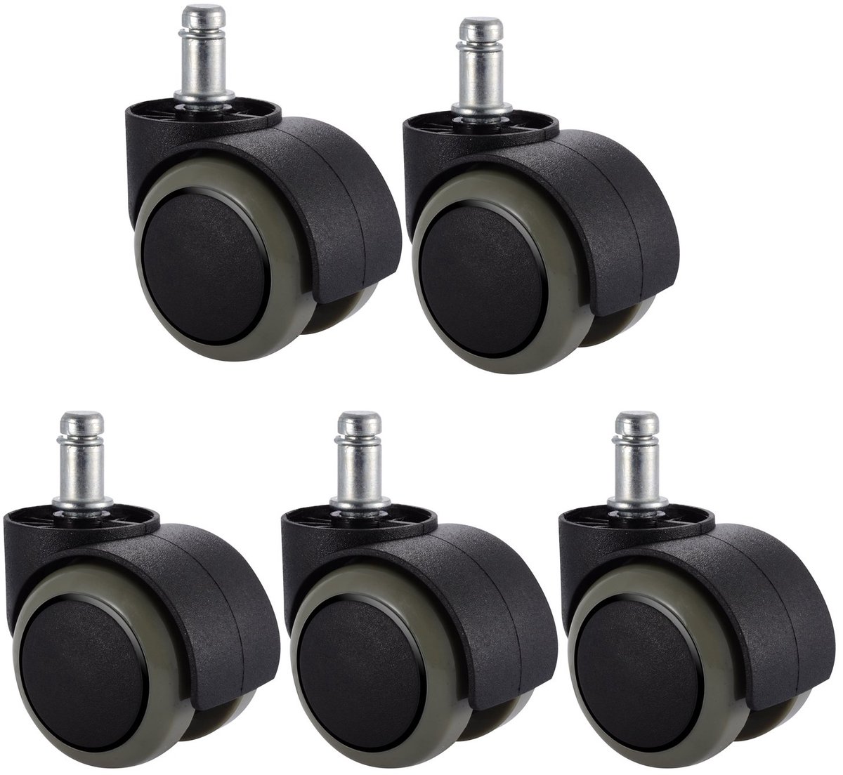 5 Packs Bureaustoel Casters Wielen met de Universele Standaard Maat 11mm X 22mm (7/16" X 7/8"), Ondersteuning Tot 550LBs Gewich