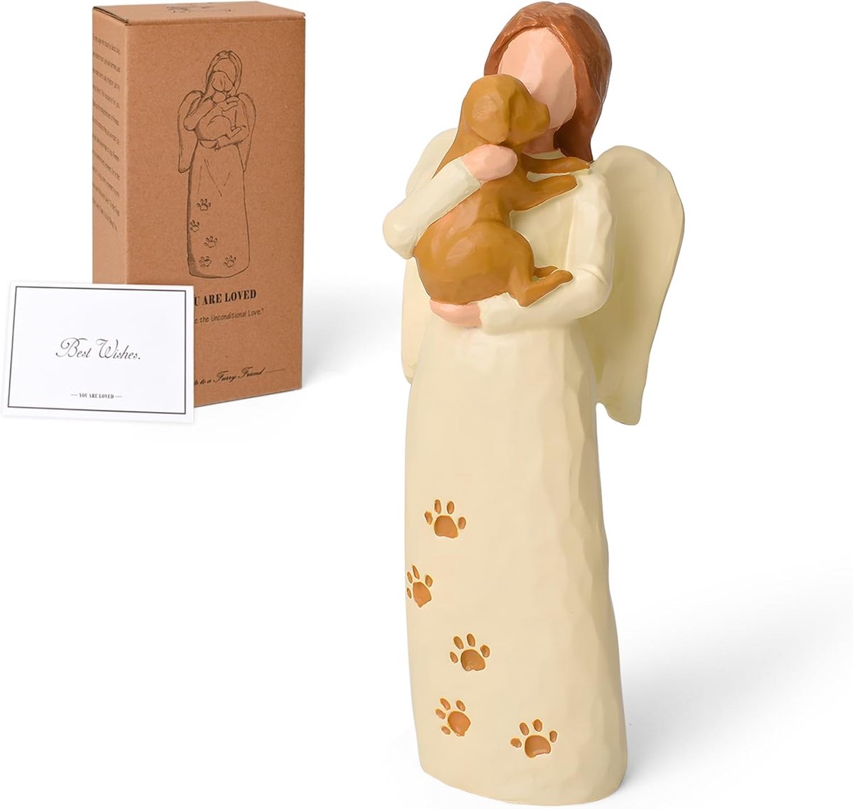 Hond Memorial Geschenken voor Verlies van Hond Sympathie Gift, Handgeschilderde Hars Engel Beeldjes Huisdier Rouw Honden Overlijden Herdenking Verdriet Geschenken voor Vrouwen
