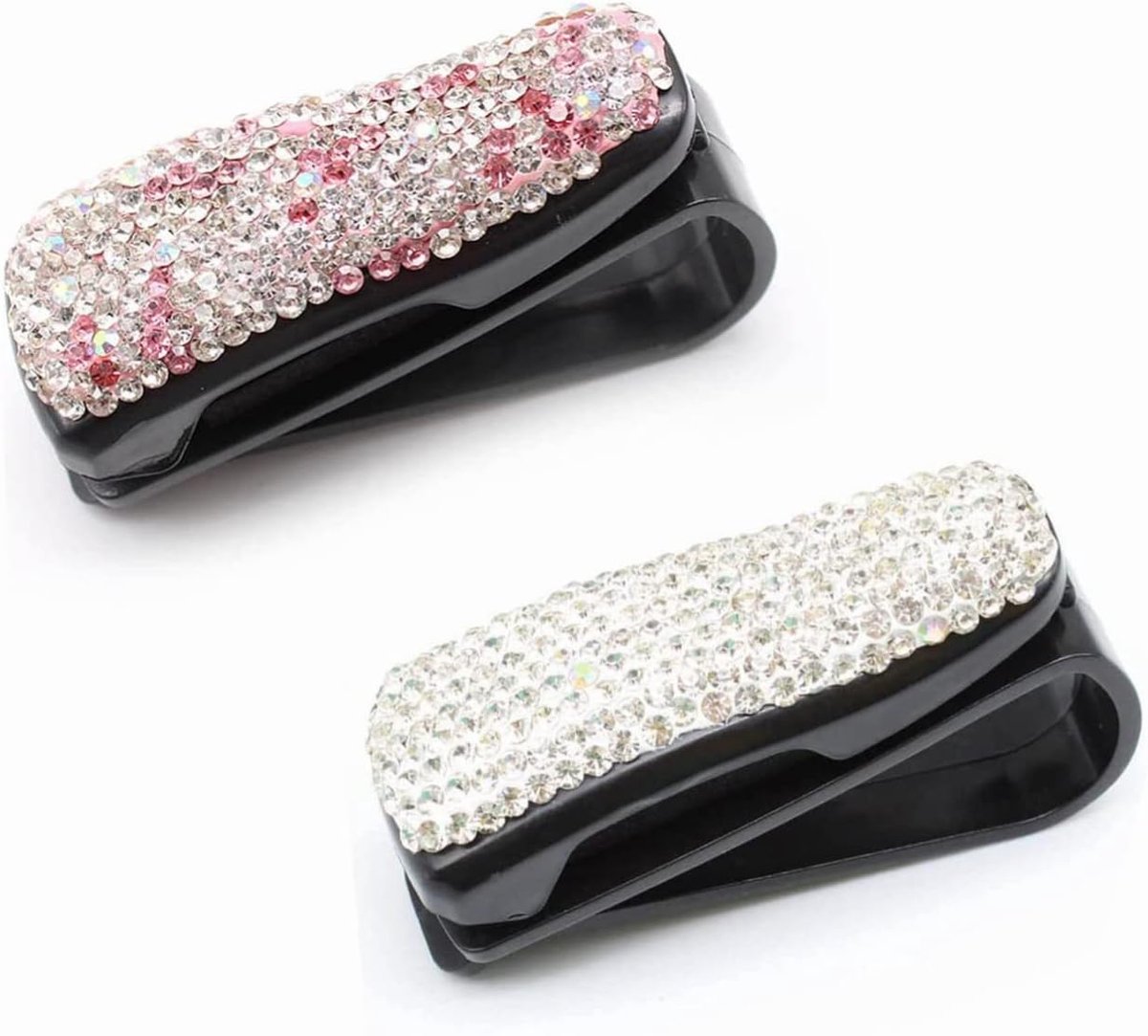 2 Stks Zonnebril Houder Clip Auto Vizier Universele Bril Houder Clip Strass Brillen Hanger Met Ticket Card Clip voor Auto Zonneklep