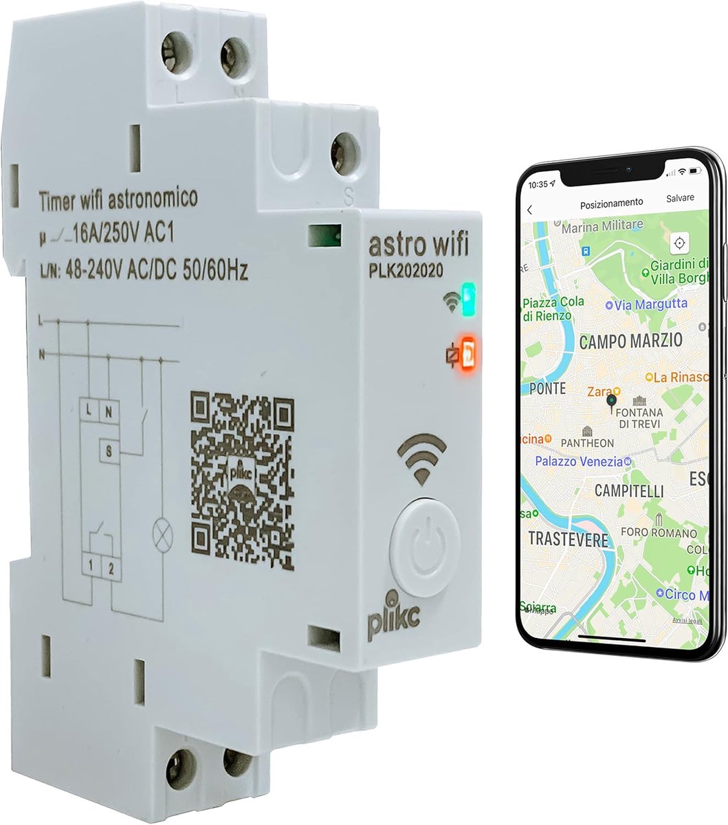 SnelShoppen - Astronomische Tijdschakelaar - Dagelijks/Wekelijks - Multifunctionele WIFI 48-230Vac - Compact en Intuïtief voor Tuin, Verlichting en Ap