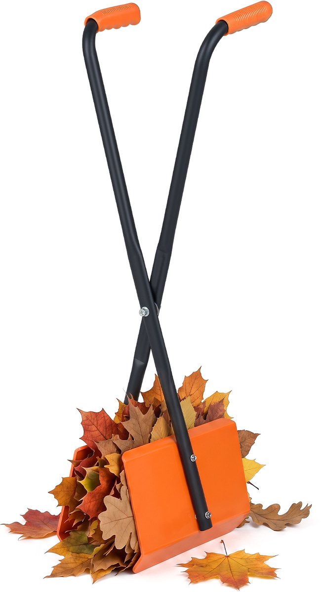 COSTWAY Multifunctionele Bladgrijper 92 cm, Metalen Constructie | Opraapgrijper met Antislip Handgreep, Bladhark met Lange Steel, Bladschep, voor Gras en Tuinafval
