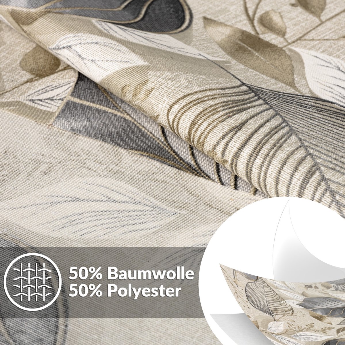 ANRO Tafelkleed Palladium Grijs Ovaal 280x140cm Met sierband Afwasbaar Waterafstotend
