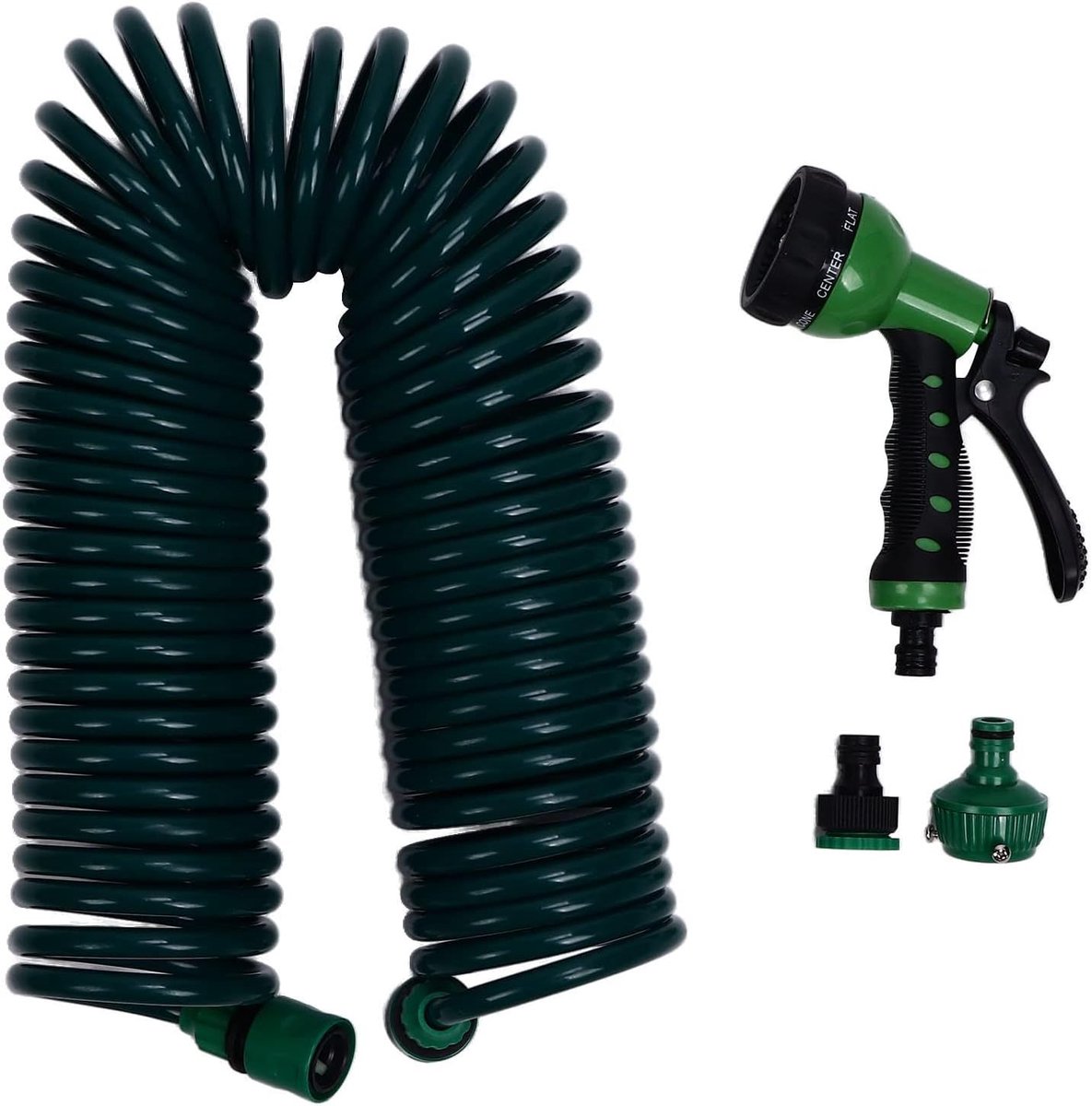 Thijox - Spiraalslang Tuinslang 15 M Flexibel met 7 Jet-typen, Telescopisch, Voor Bewatering van Planten, Tuinen, Gazons en Auto's