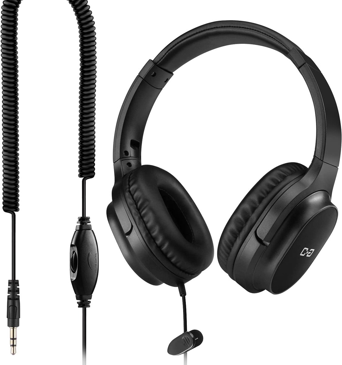Thijox - Extra Lange Hoofdtelefoon Kabel 5,5 M met Volumeregeling voor TV en PC - Universele 3,5 mm AUX Audio, Bedrade Over Ear Stereo Headset, Ideaal