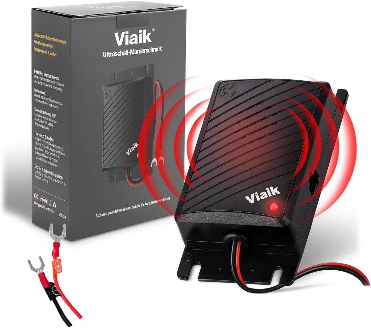 Thijox - Ultrasone Marterverjager voor Auto - Knaagdierbescherming - Directe Aansluiting op 12V Accu - Effectief Afweermiddel voor Motorruimte - Duurz