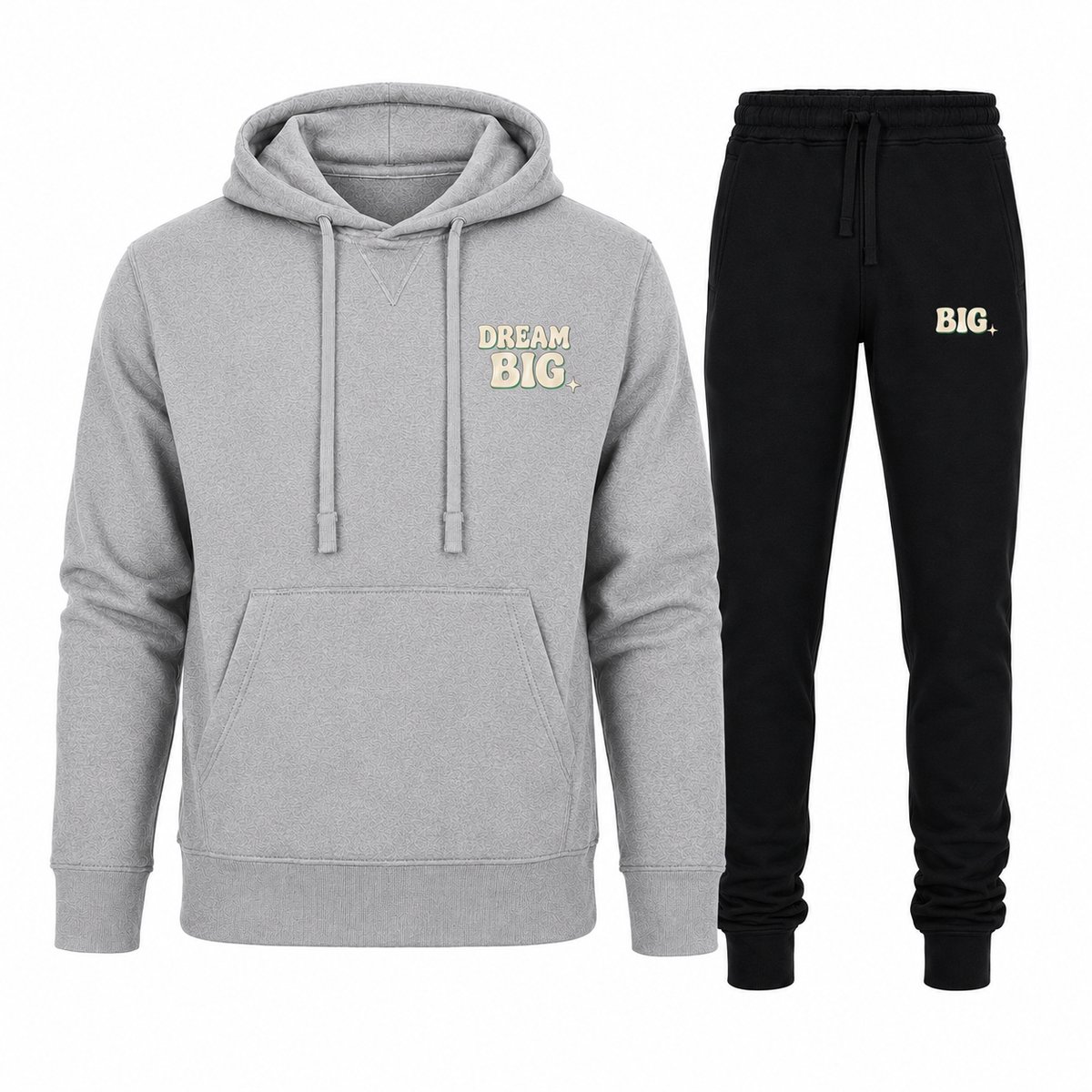 Trainingspak Heren – Hoodie Heren – Sportbroek Heren – Dream Big – Grijs - M