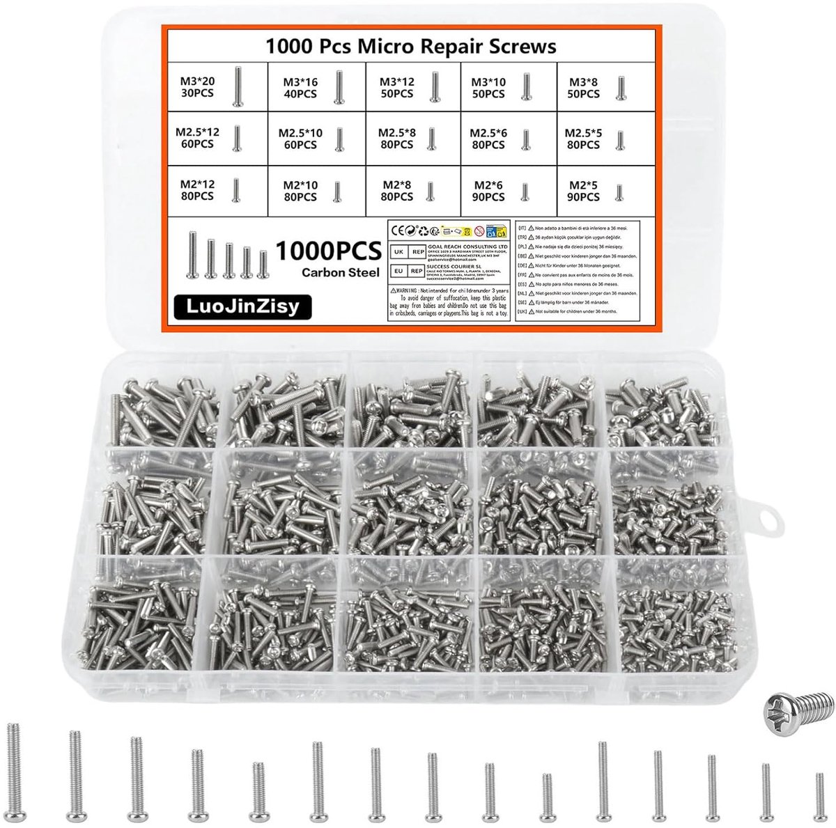 Kruisverzonken schroeven M2 M2.5 M3 - Hoogwaardige koolstofstaal - Corrosiebestendig - Ideaal voor SSD en laptops - ShopVlot